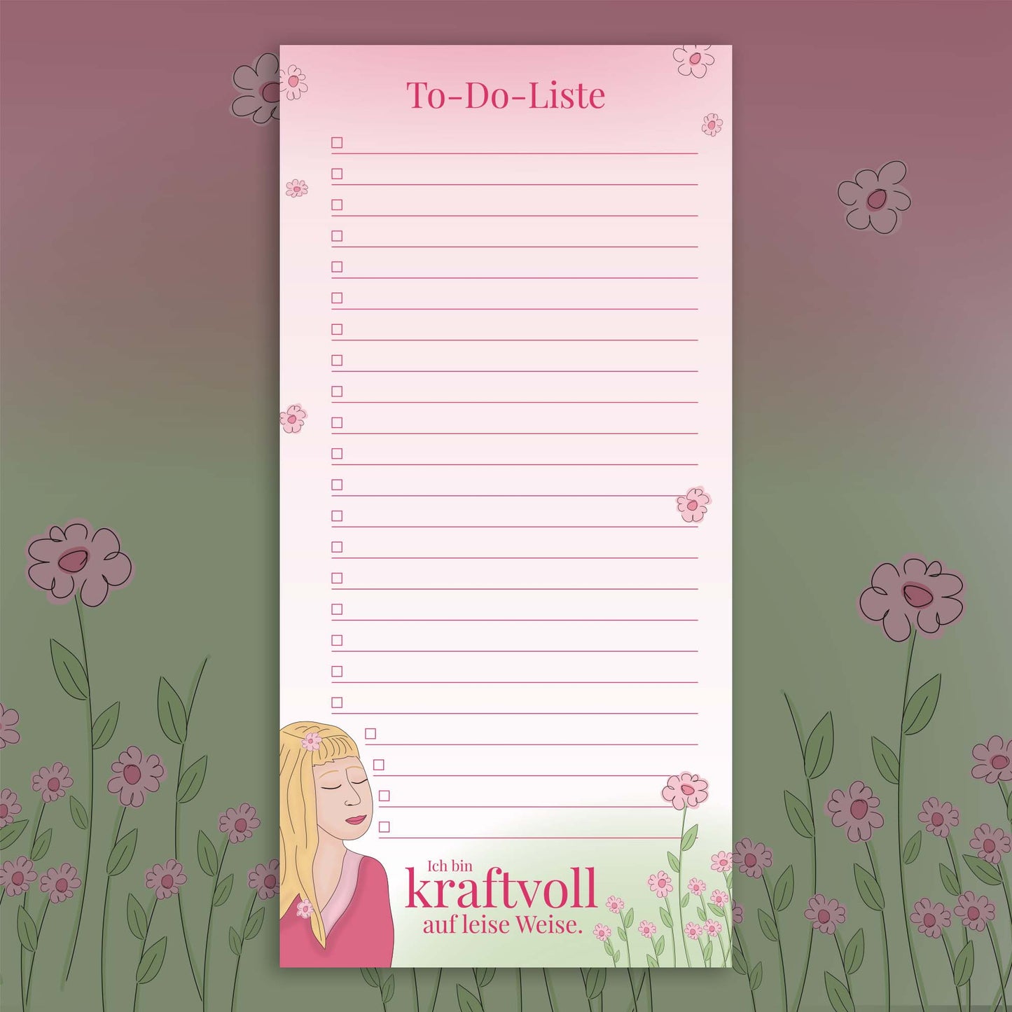 To-Do-Liste Din LANG Notizblock "Kraftvoll auf leise Weise"