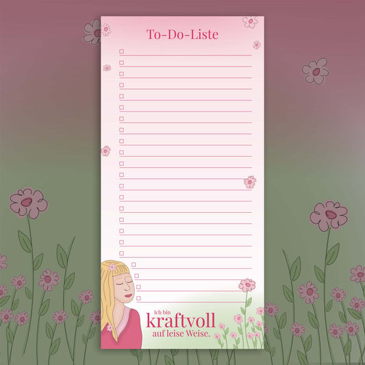 To-Do-Liste Din LANG Notizblock "Kraftvoll auf leise Weise"